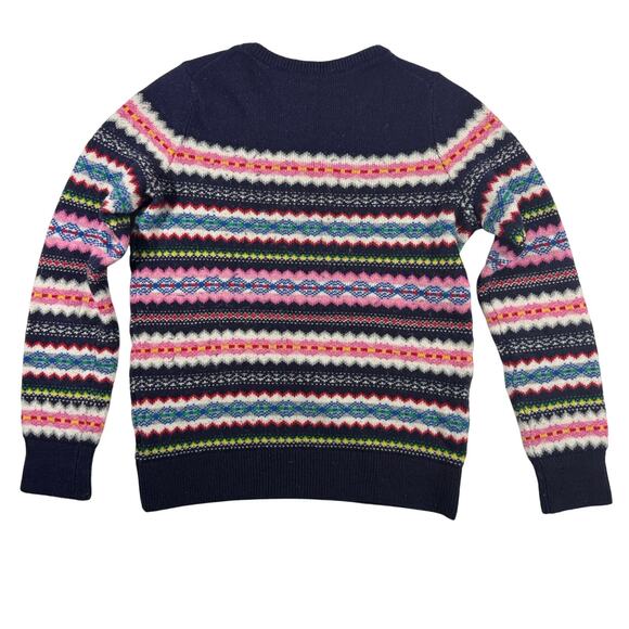 GAP Women’s Small Fair Isle Sweater Navy Blue Multicolor Stripe Cotton Blend - Picture 3 of 6